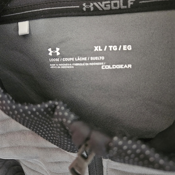 Under Armour 1/4 Zip Ribbed Pullover Men's Size XL Gray Black Trim Coldgear - Picture 8 of 10